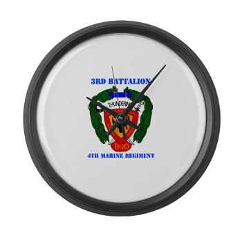 3B4M - M01 - 03 - 3rd Battalion 4th Marines with Text - Large Wall Clock - Click Image to Close
